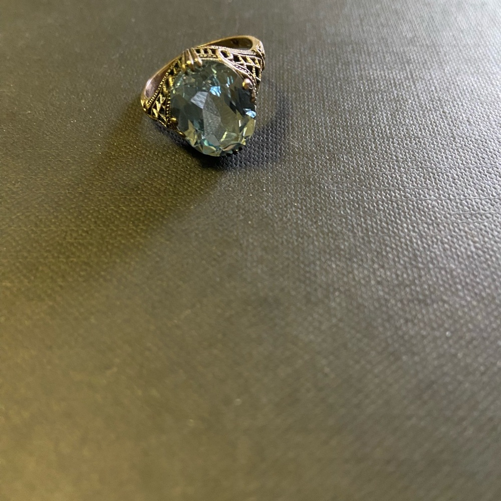 Beautiful genuine real Sterling Silver Blue stone Gemstone Ring size 8.5